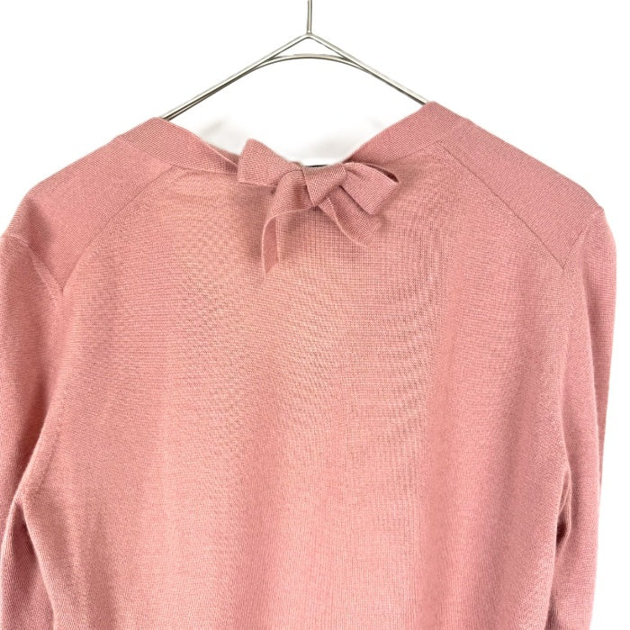 【中古】ドゥロワー Drawer Vネックニット 後ろリボン カシミヤ シルク 薄手 透け感 くすみピンク