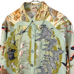 将图片加载到图库查看器，【中古】エルメス HERMES シルクブラウス 長袖 アニマル柄 動物 上質 くすみグリーン系 i0627aq012230
