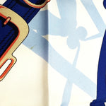 将图片加载到图库查看器，【中古】エルメス HERMES スカーフ 自由への車輪 En Route Libre ホワイト ブルー レッド i0810oq004103
