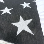 将图片加载到图库查看器，【中古】カリマール Calimar ニットストール マフラー 星柄 スター 透け感 ブラック ホワイト 黒 白 i0127m0076
