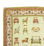 画像をギャラリービューアに読み込む, 【中古】グッチ GUCCI シルクスカーフ 大判 椅子柄 インテリアモチーフ グリーン j0223tq05450
