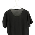 将图片加载到图库查看器，【中古】デプレ DES PRES 半袖ニット ラウンドネック 透け感 コットン シンプル ブラック 黒 i0818n0204
