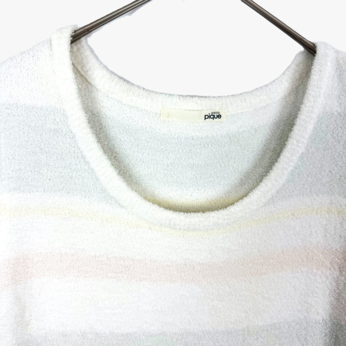 【中古】ジェラートピケ gelato pique 半袖ワンピース マルチボーダー パステル もこもこ 白系 i0413oq01813