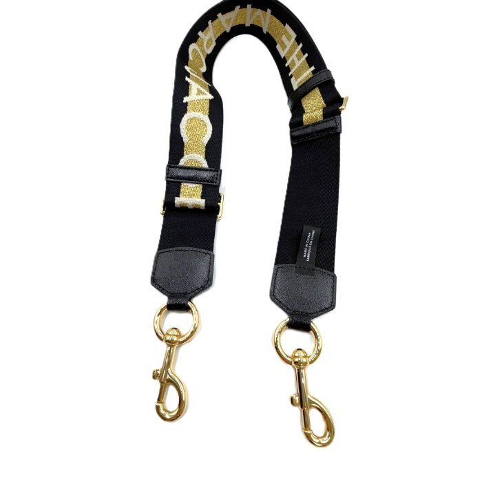 【中古】マークジェイコブス MARC JACOBS ショルダーストラップ ロゴ ラメ ゴールド ブラック ホワイト i0724lq00722
