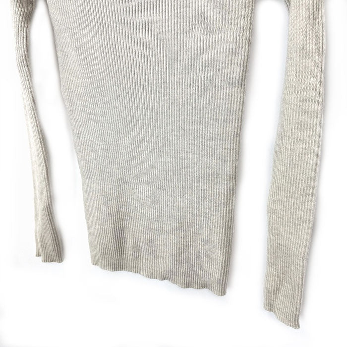【中古】エストネーション ESTNATION 細リブニット ボートネック ウール 柔らか ライトグレージュ系 h1226wq01216