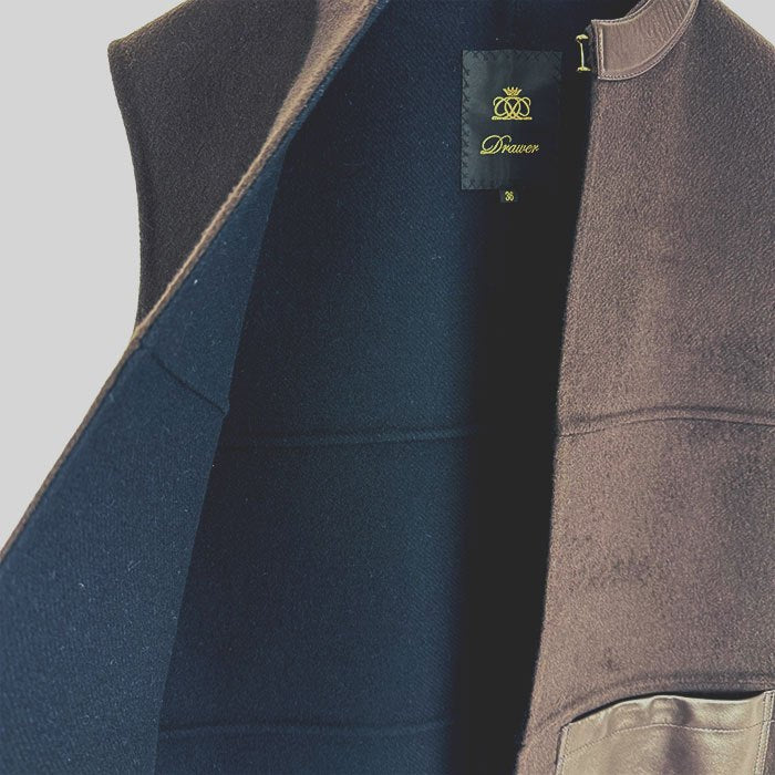 【中古】Drawer ドゥロワー ウール レザーコンビ ベスト ジレ i1031h009144