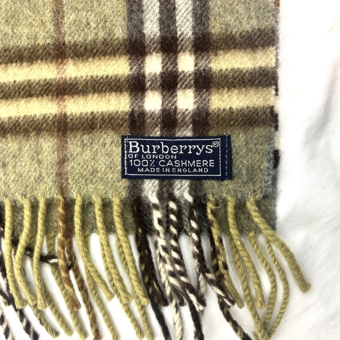 【中古】バーバリー BURBERRY マフラー チェック柄 可愛い Burberrys グリーン系 抹茶色 h0610hq01912