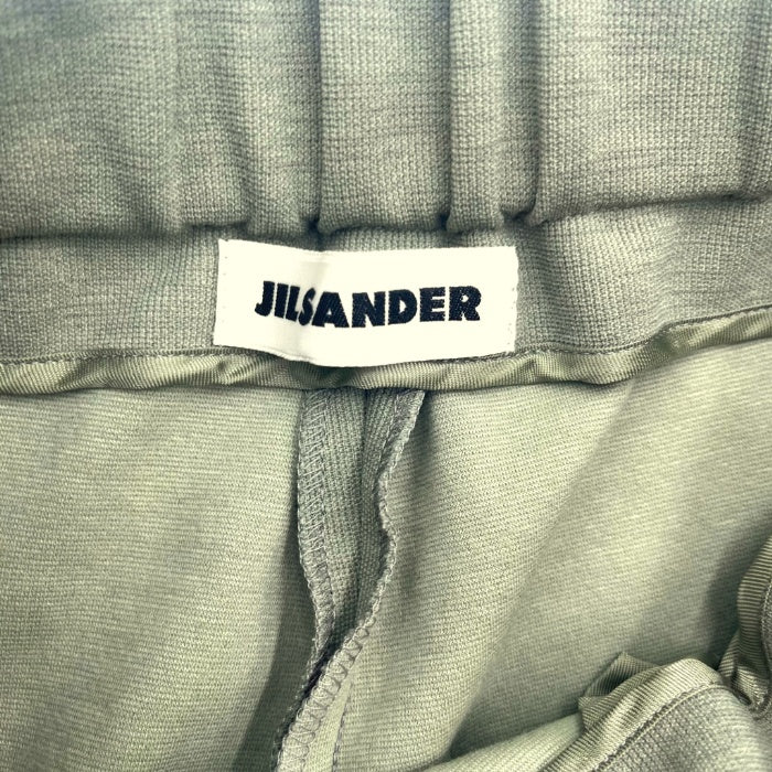 【中古】ジルサンダー JIL SANDER ワイドストレートパンツ カットソー生地 カジュアル 裾スリット ライトカーキ h1007k00931