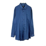 将图片加载到图库查看器，【中古】バーバリーブラックレーベル BURBERRY シャツ 長袖 コットン 無地 光沢 ダークブルー 青系 i0627aq01430
