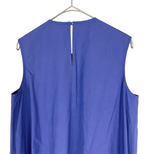 将图片加载到图库查看器，【中古】ドゥロワー Drawer ワンピース ブルー アシンメトリー フリル ノースリーブ ロング コットン100%
