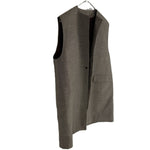 将图片加载到图库查看器，【中古】Drawer ドゥロワー ノーカラーロングジレ ブラウン ベスト ウール混 シンプル 上品 大人コーデ i0818o00235
