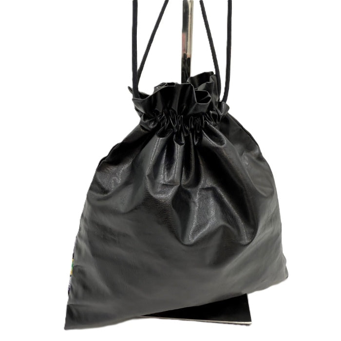 【中古】フェイラー FEILER ポーチ 巾着 レザー調 花柄 可愛い ブラック マルチカラー i0727tq0036