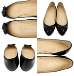 画像をギャラリービューアに読み込む, 【中古】クリスチャンルブタン Christian Louboutin フラットシューズ パンプス 黒 ブラック リボン エナメル j0818h00216
