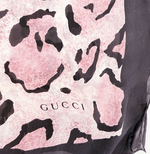 将图片加载到图库查看器，【中古】グッチ GUCCI レオパード柄 ストール ピンク ブラック 大判ショール j0405oq03975
