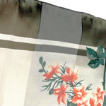 将图片加载到图库查看器，【中古】ヴァレンチノ VALENTINO スカーフ 花柄 ストライプ シアー 透け感 くすみカラー カーキ アイボリー i0619wq03710
