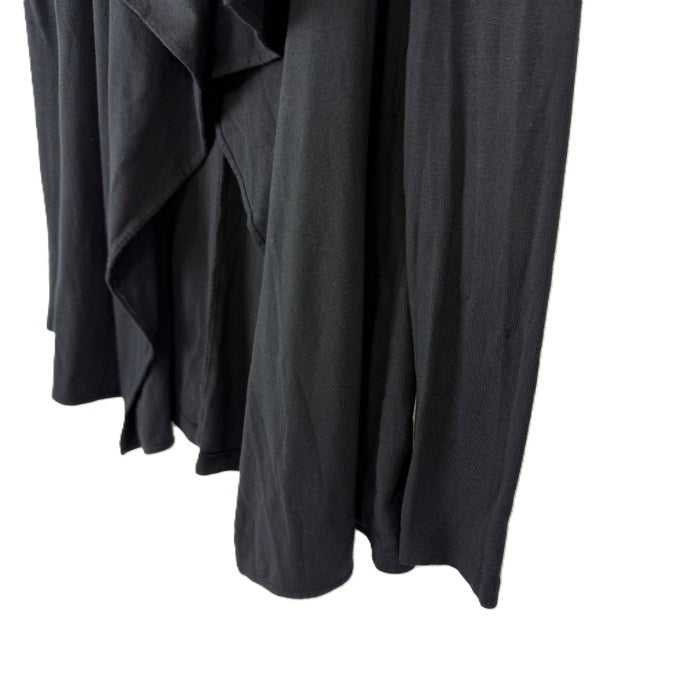 【中古】スリードッツ three dots カーディガン ボタンレス 羽織り コットン ロング ブラック 黒 i0818n0103