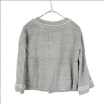 画像をギャラリービューアに読み込む, 【中古】VOUS ETES ヴゼット フリンジツイード ジャケット ノーカラー シルバー グレー フォーマル セレモニー 卒業式 入学式 i0515n0033
