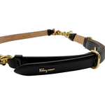画像をギャラリービューアに読み込む, 【中古】フェラガモ Ferragamo チェーンベルト ブラック ゴールド レディース j0712oq02531
