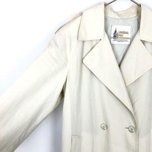 【中古】ロンドンフォグ LONDONFOG トレンチコート スプリングコート オーバーサイズ 肩パッド クリーム色 g0704k006