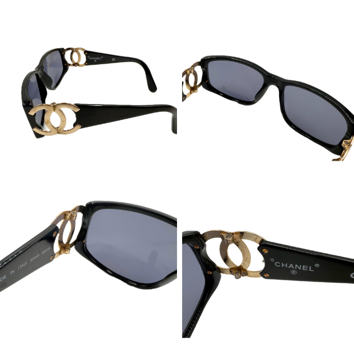 中古】シャネル CHANEL サングラス 黒フレーム ロゴ金具 色付きレンズ