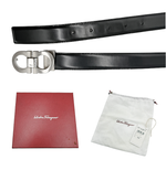 Load image into Gallery viewer, 【中古】Salvatore Ferragamo サルヴァトーレ フェラガモ ガンチーニ レザーベルト ブラック シルバーバックル 社外ベルト メンズ j0618lq00671
