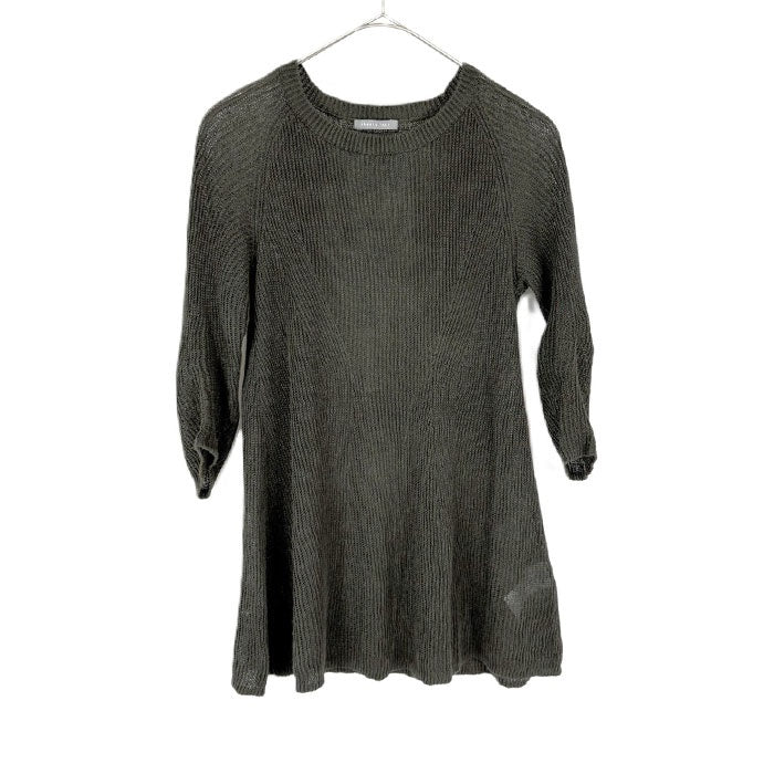 【中古】セオリーリュクス Theory luxe 七分袖ニット リネン ざっくり編み 透け感 丈長め カーキ i0818n0154