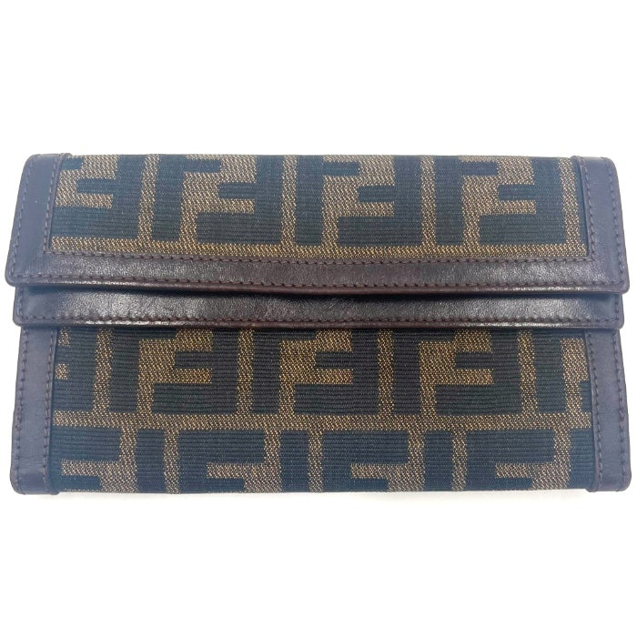 【中古】フェンディ FENDI 長財布 二つ折り ズッカ ロゴ柄 ブラウン ダークブラウン h0924rq00536