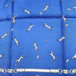 将图片加载到图库查看器，【中古】マルカ Marca 犬柄 スカーフ ダルメシアン シルク ブルー ホワイト 青 白 h0305m005
