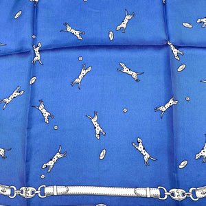 【中古】マルカ Marca 犬柄 スカーフ ダルメシアン シルク ブルー ホワイト 青 白 h0305m005