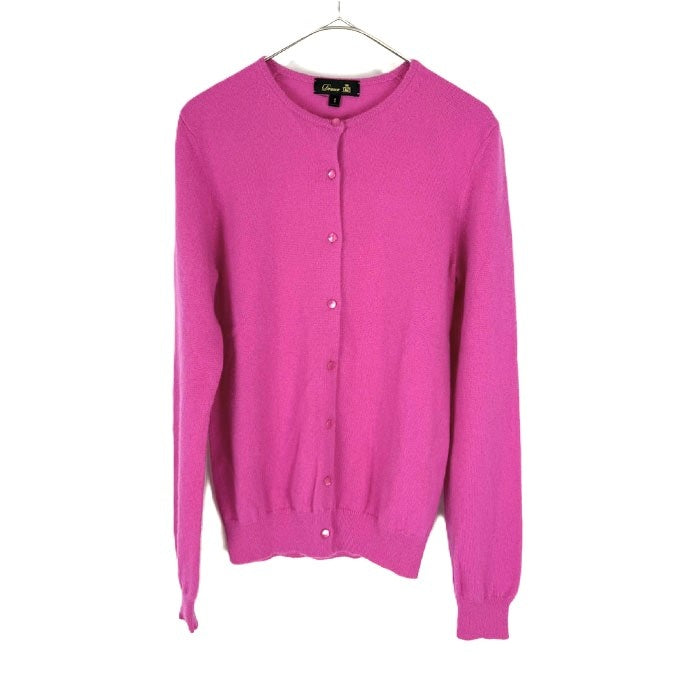 【中古】ドゥロワー Drawer ニットカーディガン カシミヤ クルーネック ピンク ビビッドカラー i0925i00915