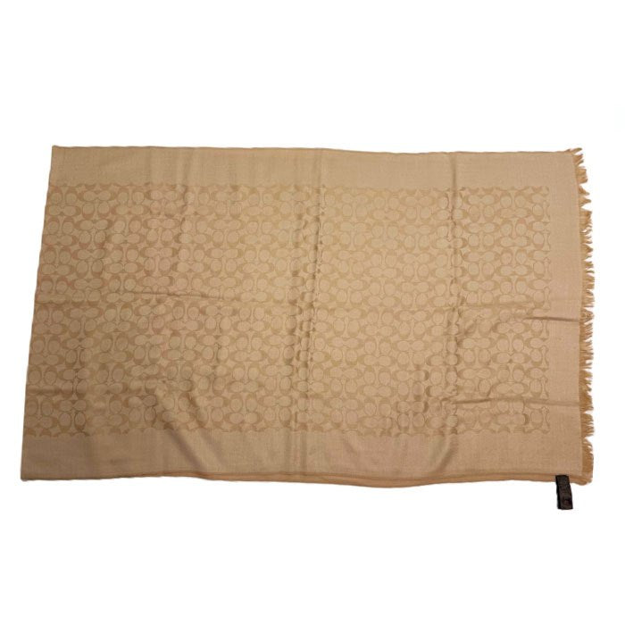 【中古】コーチ COACH ストール シグネチャー CCロゴ シルク混 上質 上品 ベージュ系 i0601oq00817