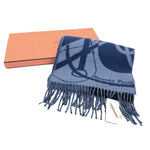 画像をギャラリービューアに読み込む, 【中古】エルメス Hermes マフラー ブルー カシミヤ i0522lq010286
