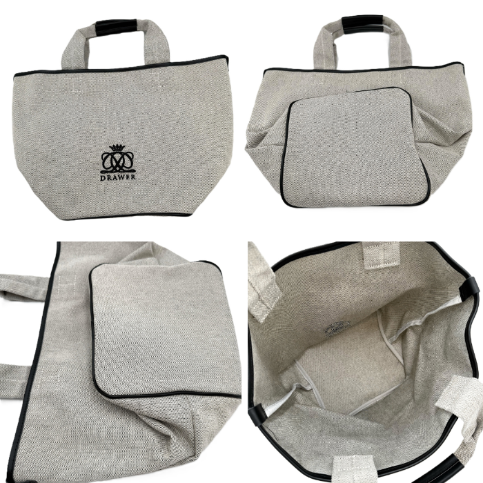 【中古】ドゥロワー Drawer ノベルティトートバッグ キャンバス生地 レザー グレー系 ブラック i0811y00212