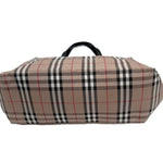 画像をギャラリービューアに読み込む, 【中古】バーバリー BURBERRY トートバッグ チェック柄 ナイロン レザー バイカラー ベージュ系 ブラック i0627aq00487
