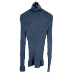 画像をギャラリービューアに読み込む, 【中古】Drawer ドゥロワー タートルネック ニット ネイビー カシミヤ シルク リブニット j0209y01027
