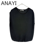 将图片加载到图库查看器，【中古】アナイ ANAYI ノースリーブ ニット トップス ブラック 38 コットン i1104y00510
