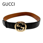 画像をギャラリービューアに読み込む, 【中古】グッチ Gucci GGベルト ブラック ゴールド j0712oq027126
