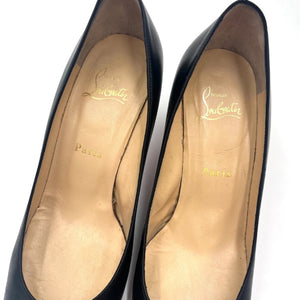 【中古】クリスチャンルブタン Christian Louboutin パンプス ラウンドトゥ チャンキーヒール ブラック 黒 h0527h02514