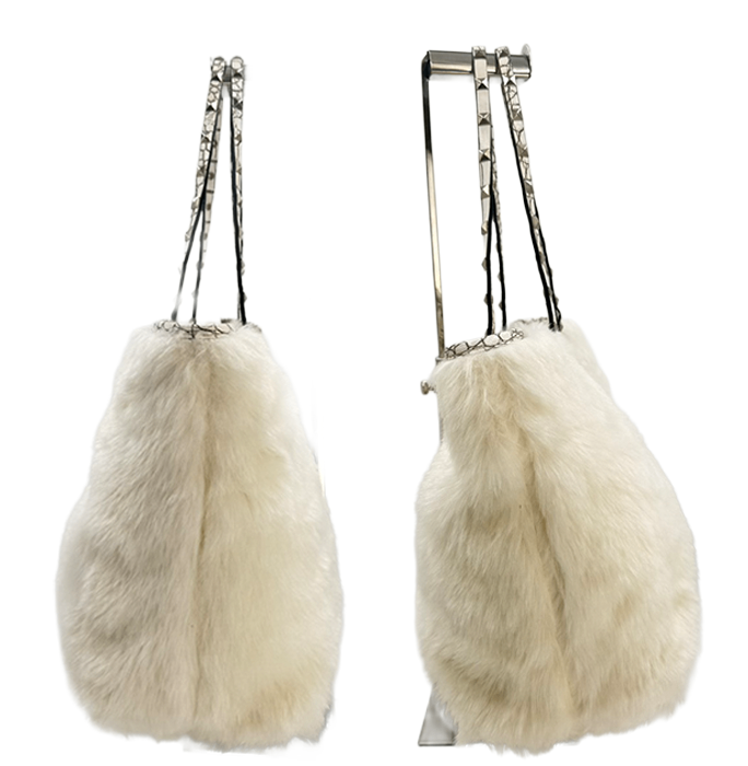 【中古】BARNEYS NEW YORK バーニーズニューヨーク トートバッグ ファー ホワイト 大容量 ファートート クロコ調 i0718aq00629