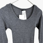 将图片加载到图库查看器，【中古】ジャーナルスタンダード JOURNAL STANDARD 細リブカットソー 七分袖 薄手 透け感 チャコールグレー i0417m0262
