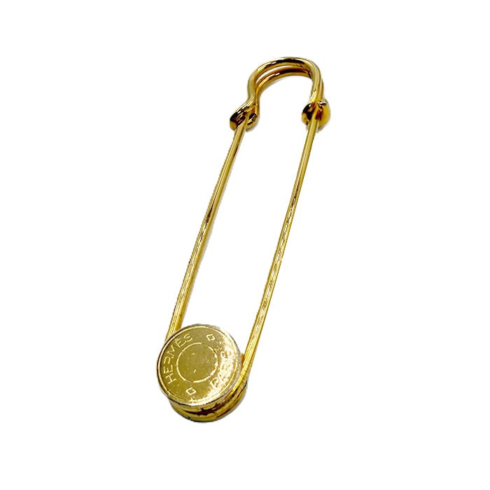 【中古】エルメス HERMES ピンブローチ セリエ 安全ピン ゴールド金具 アクセサリー i0810oq02292