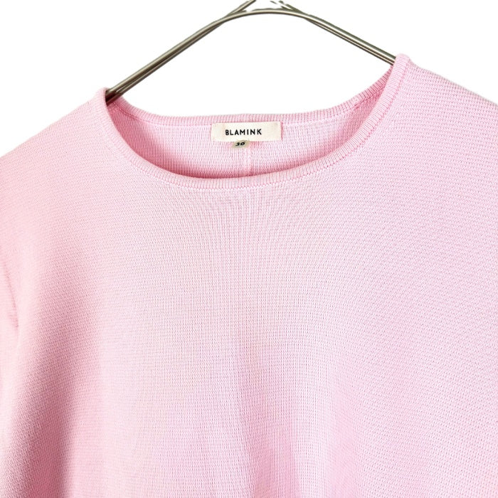 【中古】ブラミンク BLAMINK ベスト コットン ニット１４G クルーネック ノ―スリーブ フレンチスリーブ ピンク i0908h00230