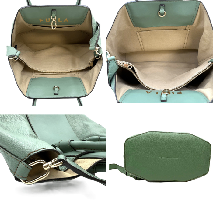 【中古】フルラ FURLA ハンドバッグ 2way ショルダーベルト くすみカラー グリーン系 i0710lq00160