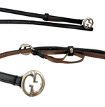 Load image into Gallery viewer, 【中古】GUCCI グッチ 細ベルト レザー ブラック ゴールド GGバックル レディース j0618lq00855
