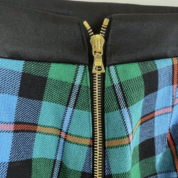 【中古】ドゥロワー Drawer スカート チェック柄 オレンジ混 ひざ丈 コットン グリーン ブルー ブラック i0507m0040