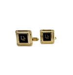 画像をギャラリービューアに読み込む, 【中古】Dior ディオール カフス ゴールド×ブラック ロゴ カフリンクス i1013tq0263

