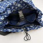 将图片加载到图库查看器，【中古】russet ラシット 総柄 リュック ネイビー 巾着式 バックパック i1012oq00717
