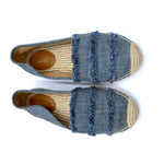 Load image into Gallery viewer, 【中古】マイケルコース MICHAEL KORS エスパドリーユ スリッポン デニム フリンジ ライトブルー ベージュ i0619wq0555
