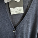 将图片加载到图库查看器，【中古】ヨーコチャン YOKO CHAN カーディガン 裾フリル Vネック シルク 未使用 ネイビー 紺 i0703n02218
