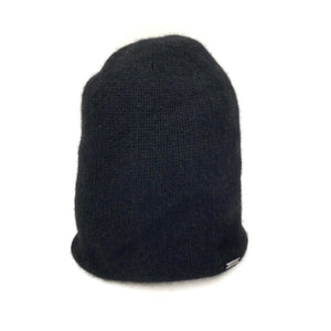 【中古】アース arth ニット帽 カシミア シンプル ロゴプレート ブラック 黒 h0122m0063